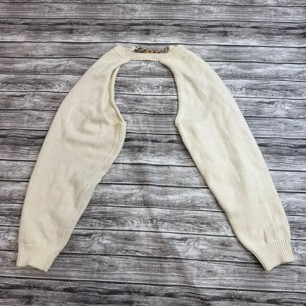 Bubish Women's Ava Bolero Shrug One Size Ivory Knit REVOLVE Chain Neck